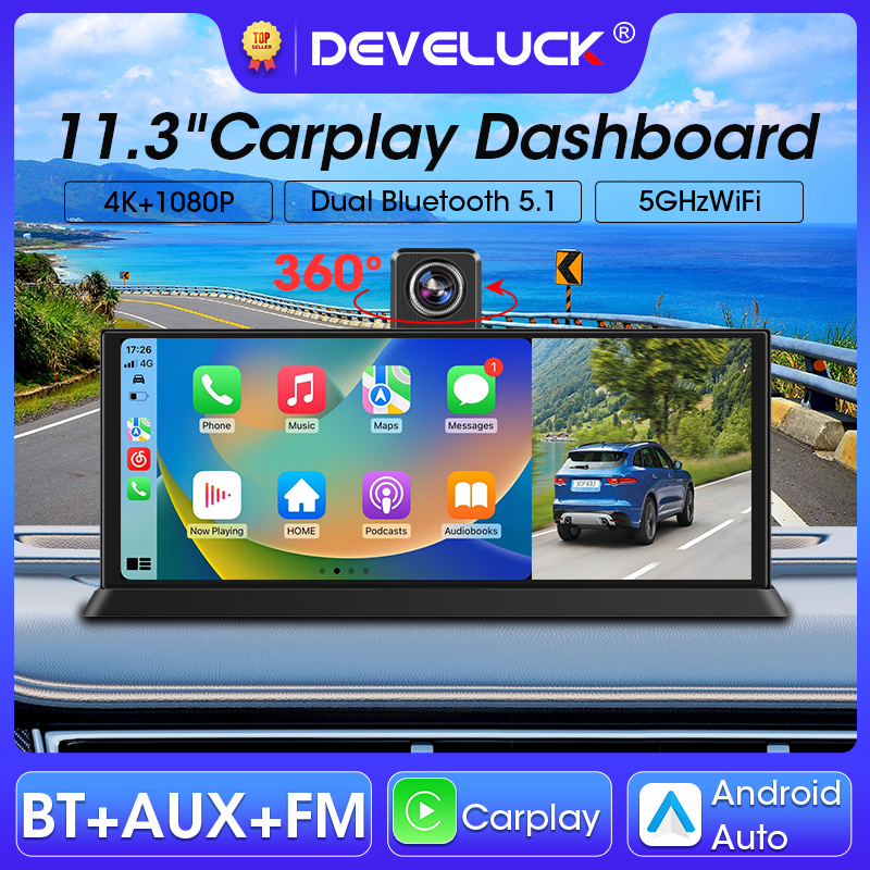 Dual Dash Cam With Gps Wifi - 11,3-дюймовый автомобильный видеорегистратор 4K на приборной