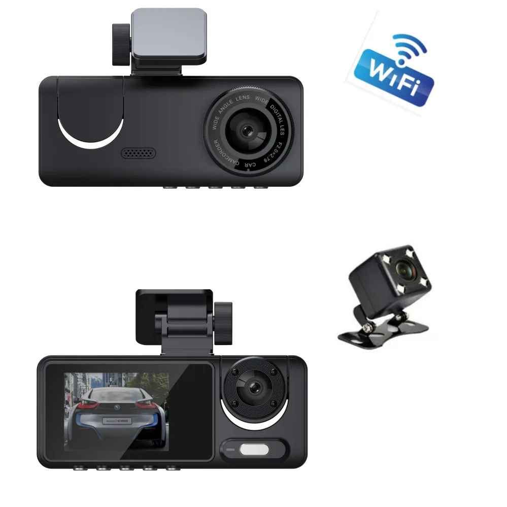 Dash Cam Night Vision Infrared - XZY 3-канальный 1080P WiFi автомобильный видеорегистратор
