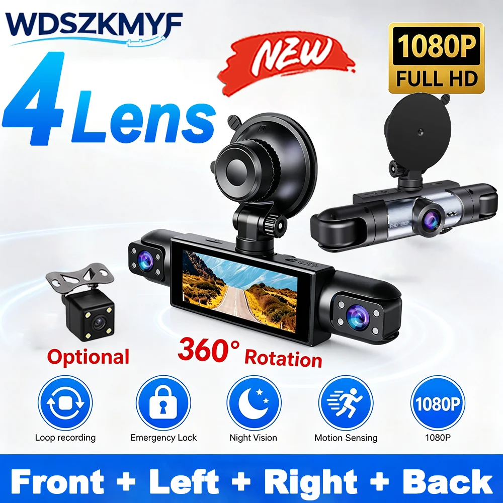 Dash Cam 3 Channel 1080P - Автомобильная камера для вождения HD 1080P,