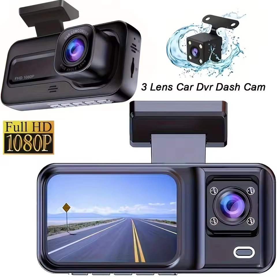 Dash Cam 3 Channel 1080P - 3-канальный автомобильный видеорегистратор 1080P с Wi-Fi,