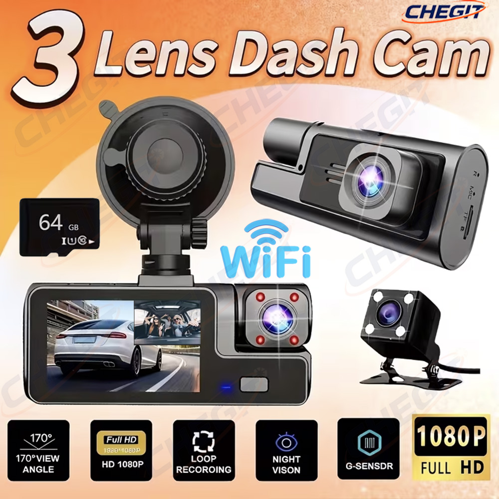 Dash Cam 3 Channel 1080P - Новый 3-канальный видеорегистратор для автомобиля с