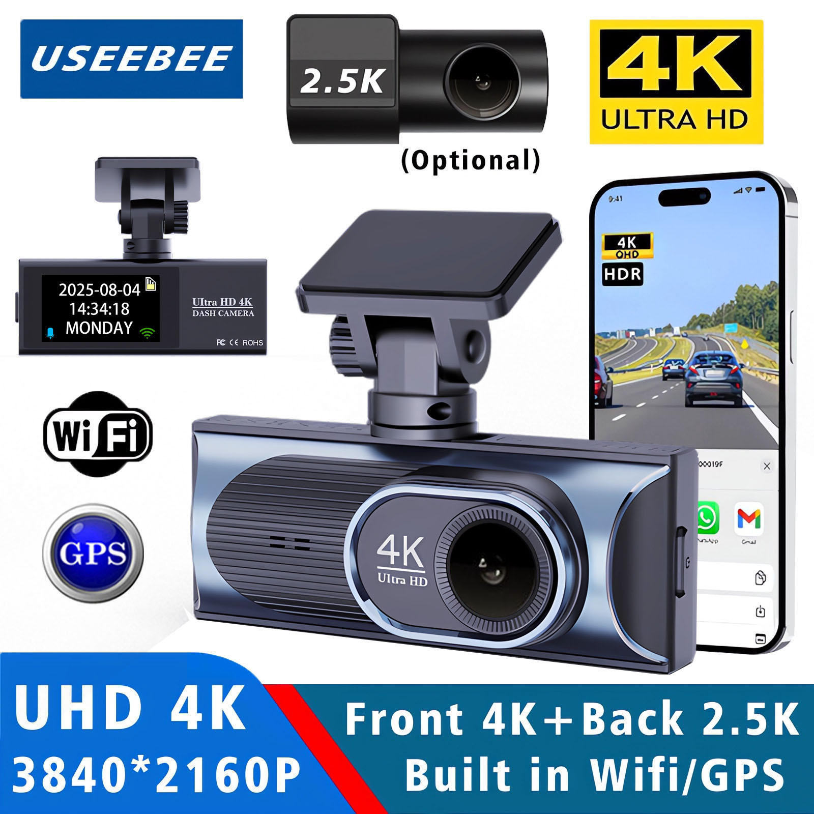 Dash Cam 4K Sony Starvis - Видеорегистратор Ultra HD 4K 3840*2160P 24H