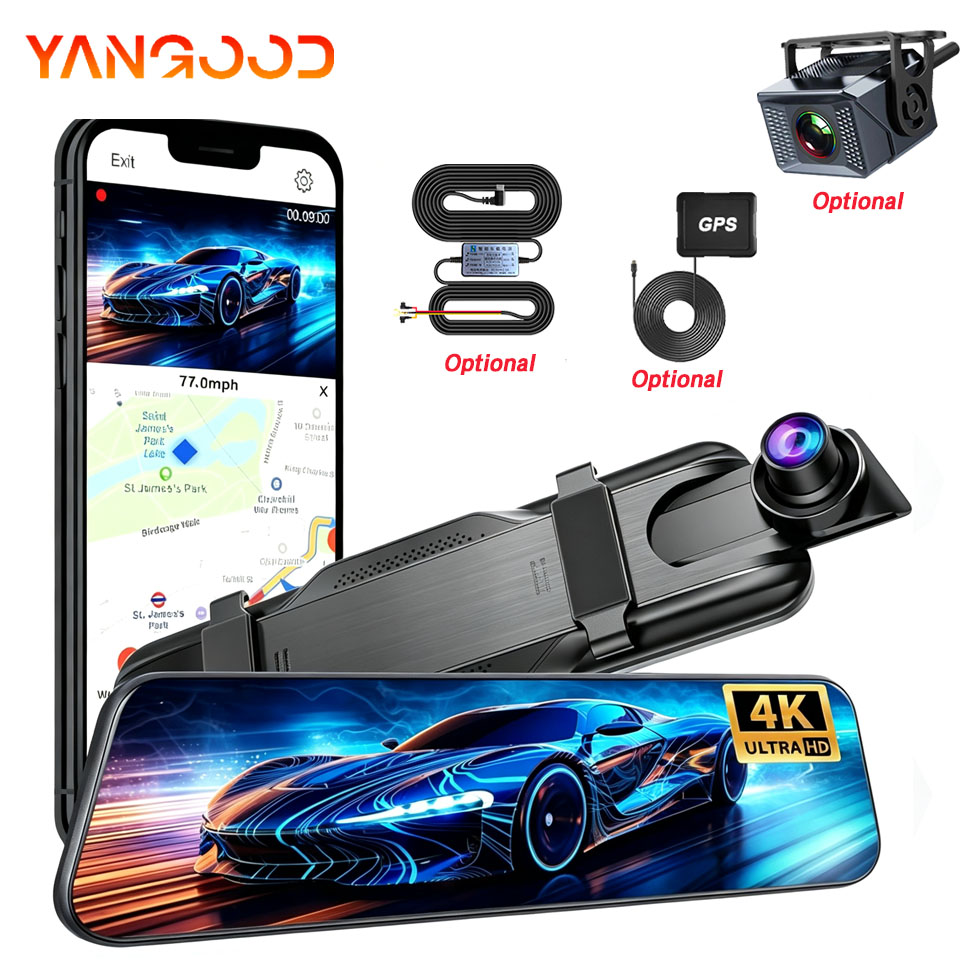Dual Dash Cam With Gps Wifi - 4K+2.5K сенсорное зеркало заднего вида с