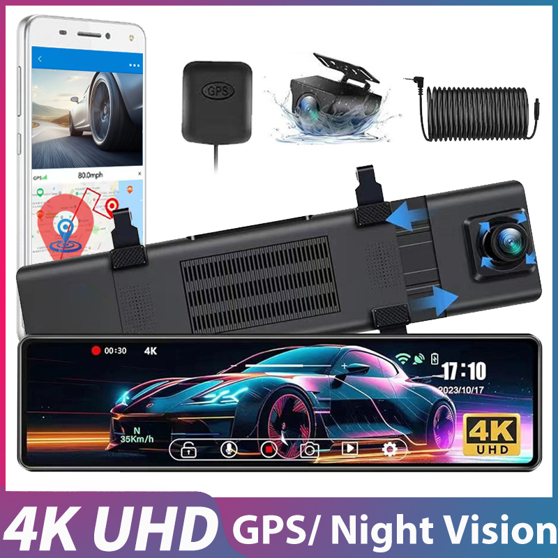 Dash Cam Rear View Mirror 12 Inch - 12-дюймовый сенсорный 4K зеркальный видеорегистратор GPS