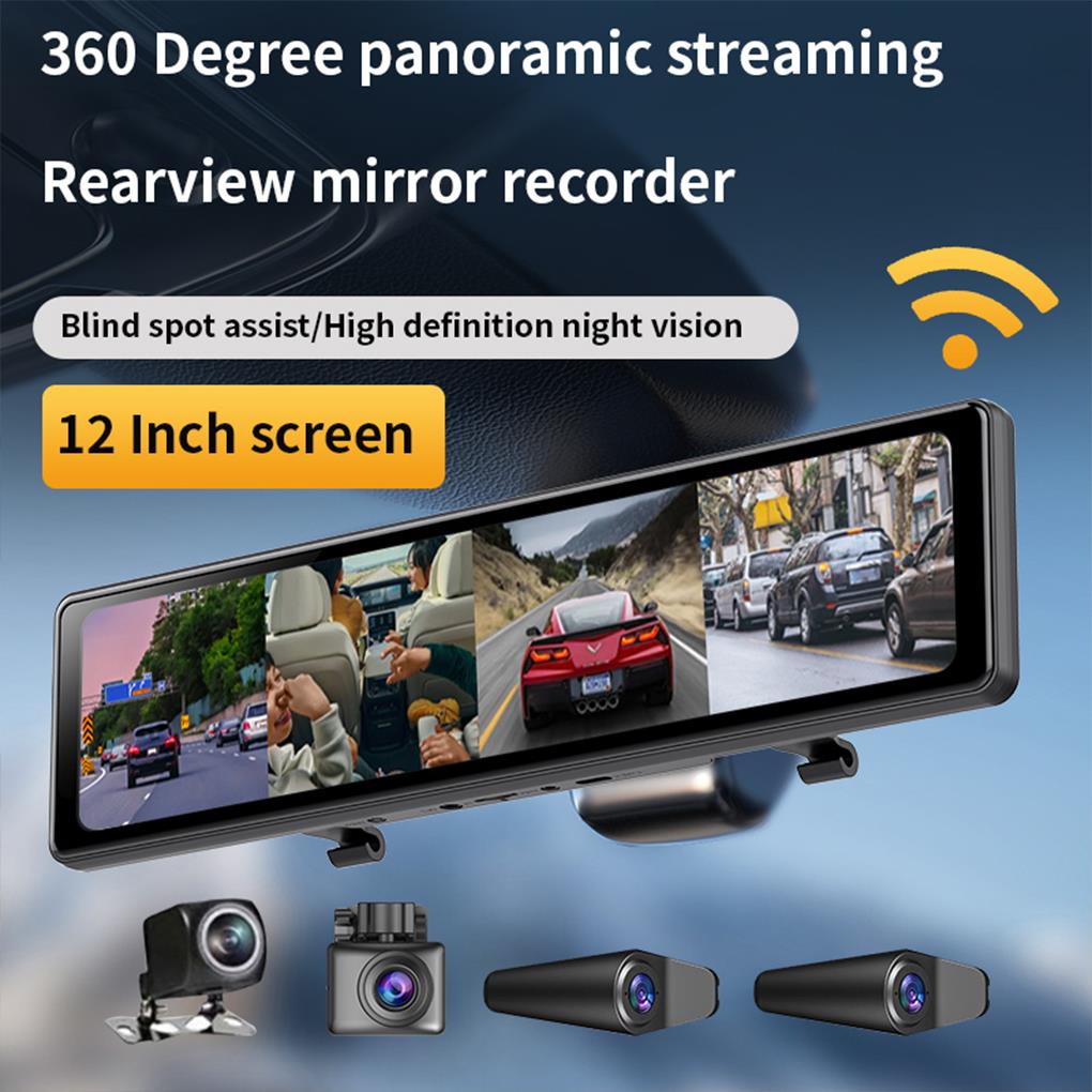 Dash Cam Rear View Mirror 12 Inch - Видеорегистратор заднего вида, 12 дюймов, 1080P,