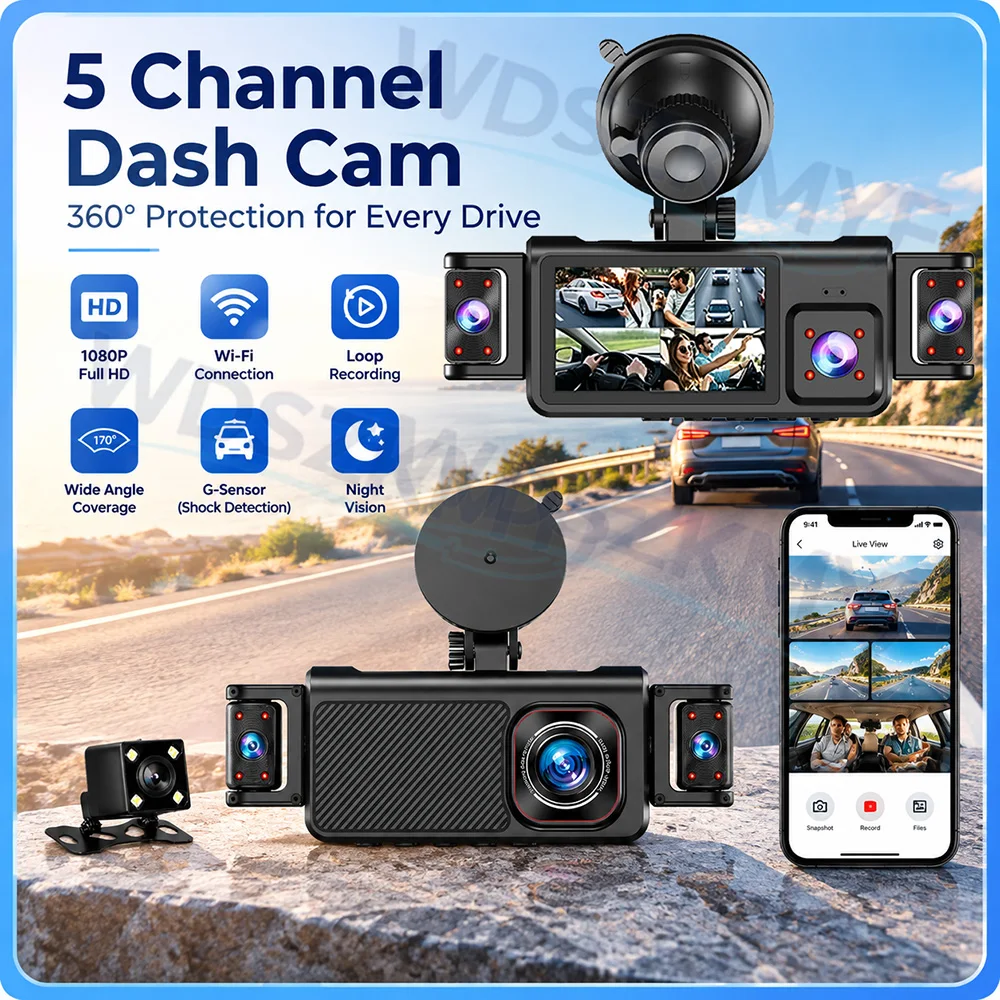 Dash Cam 360 Degree Panoramic - 5-камерный автомобильный видеорегистратор с обзором 360