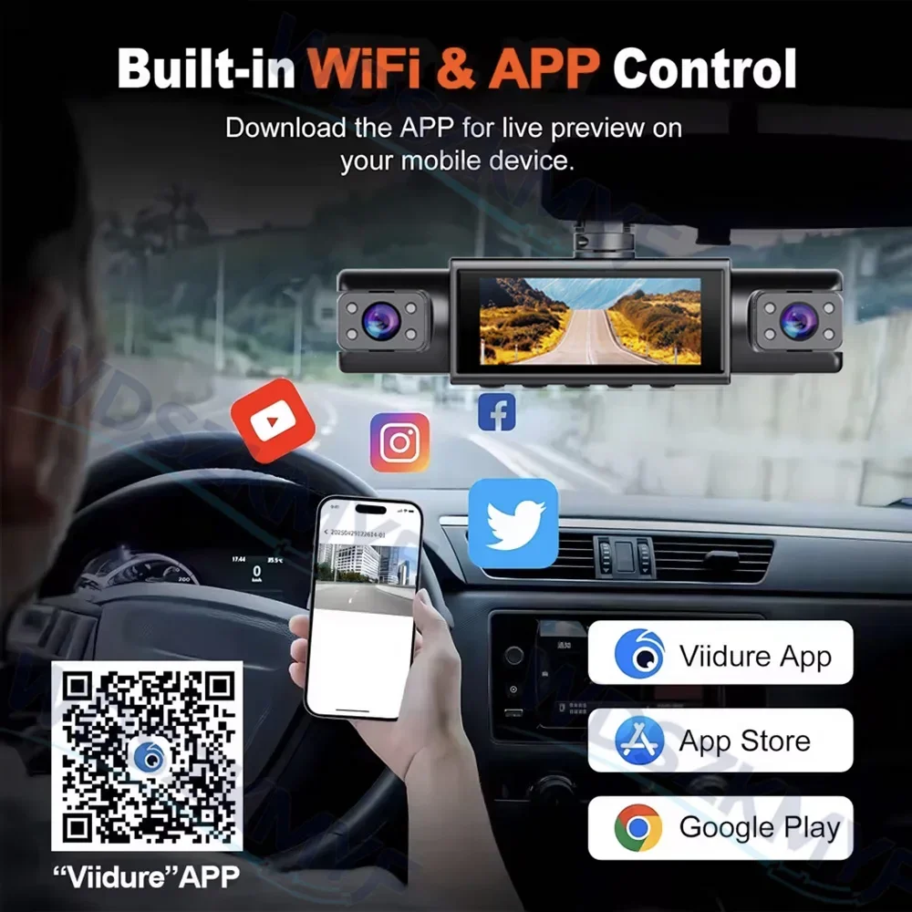 Видеорегистратор с Wi-Fi, 4-ка – обзор и цена Dash Cam 3 Channel 1080P