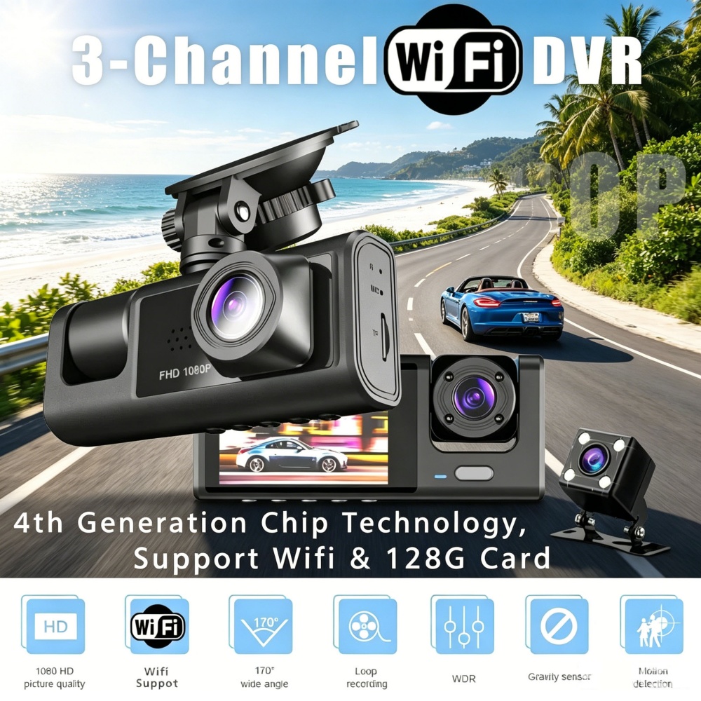 Видеорегистратор 1080P Full HD – обзор и цена Dash Cam 3 Channel 1080P