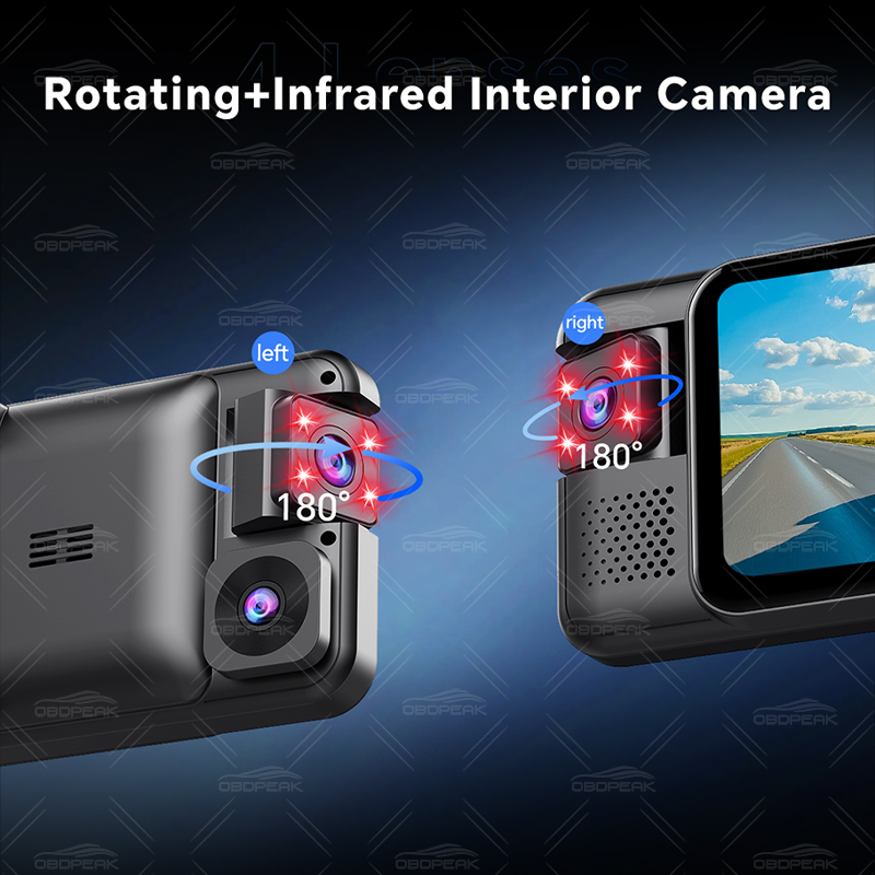 OBDPEAK D75 4-канальная 11-дюй – обзор и цена Dash Cam Night Vision Infrared
