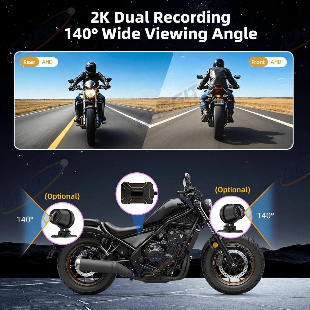 Мотоциклетный видеорегистратор – обзор и цена Dash Cam 2K Dual Lens