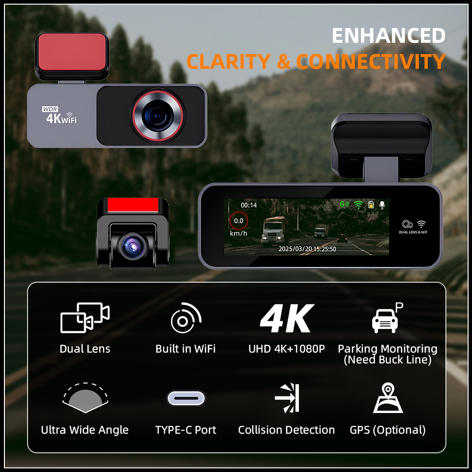Видеорегистратор Acceo 4K Ultr – обзор и цена Dual Dash Cam With Gps Wifi