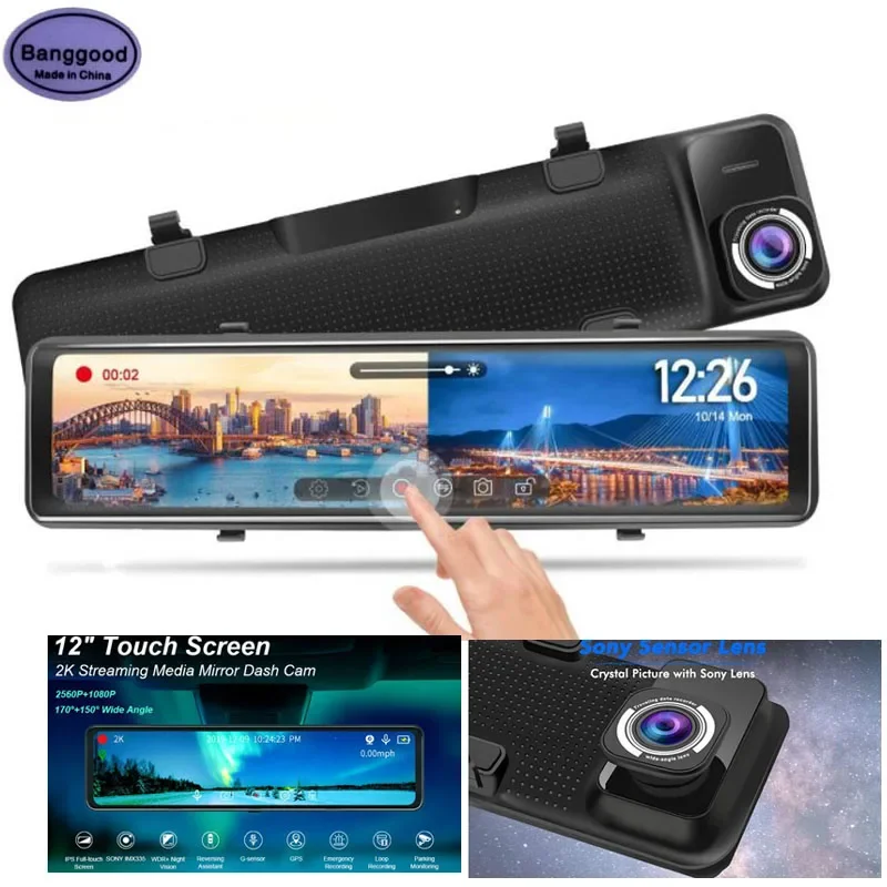 L126 2K Видеорегистратор 12-дю – обзор и цена Dash Cam Rear View Mirror 12 Inch