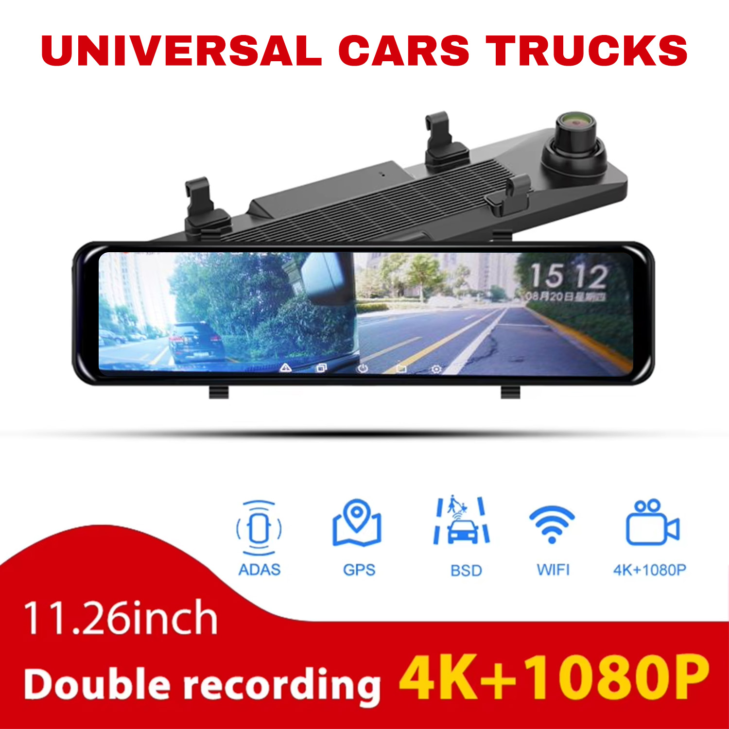 4K Wi-Fi видеорегистратор-зерк – обзор и цена Dash Cam Mirror Backup Camera
