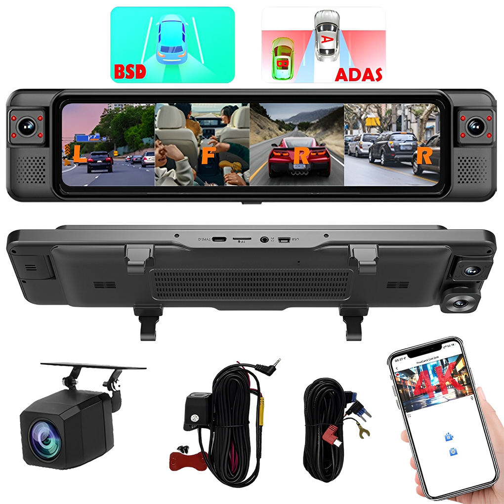 12-дюймовый сенсорный автомоби – обзор и цена Dash Cam Rear View Mirror 12 Inch