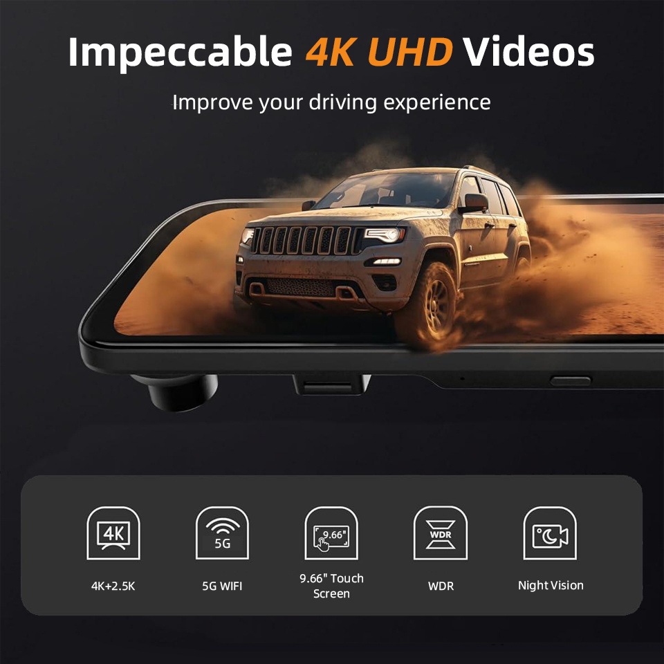 4K+2.5K сенсорное зеркало задн – обзор и цена Dual Dash Cam With Gps Wifi