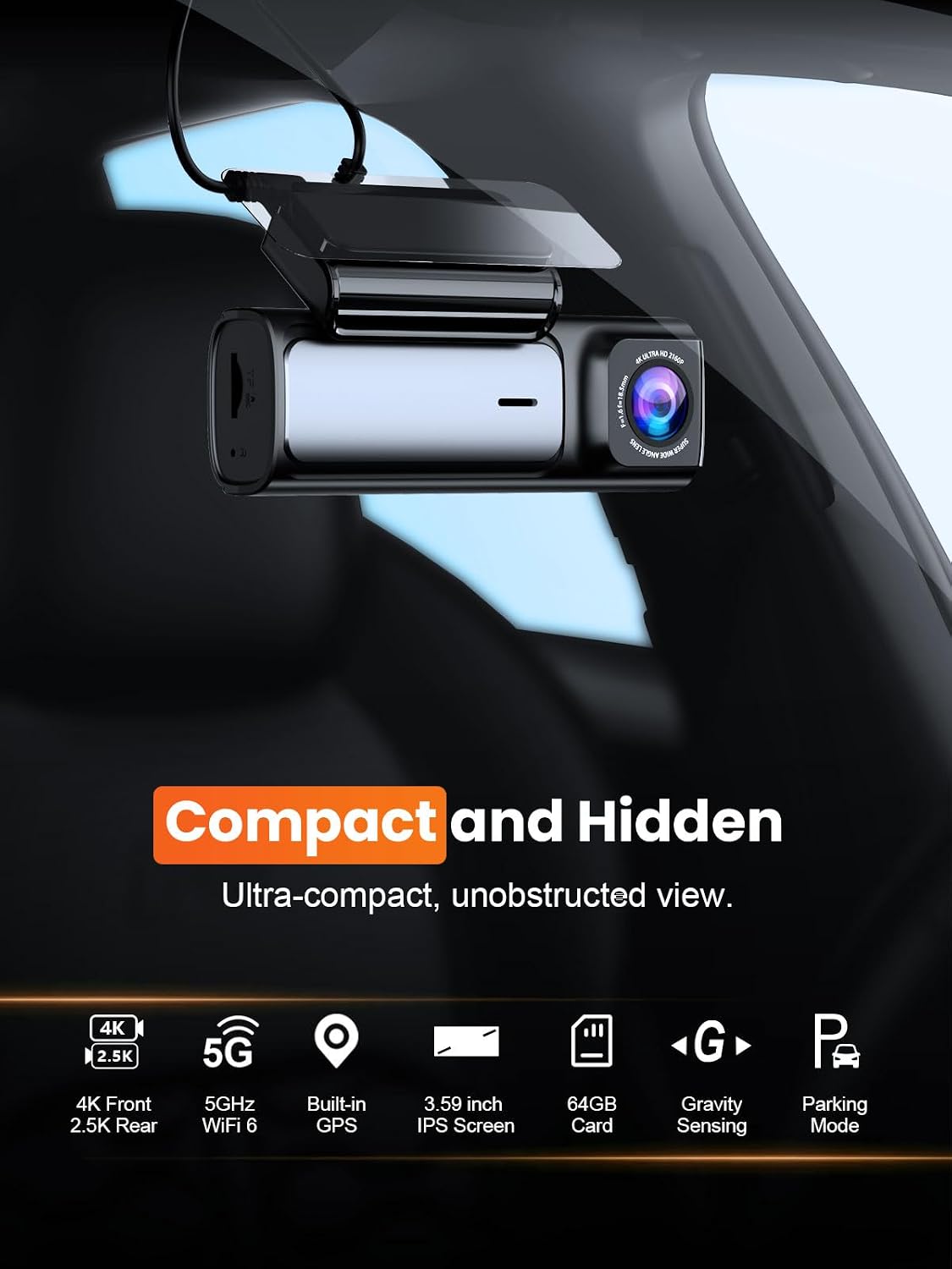 Передняя и задняя камеры 4K 25 – обзор и цена Dash Cam Front And Rear 4K