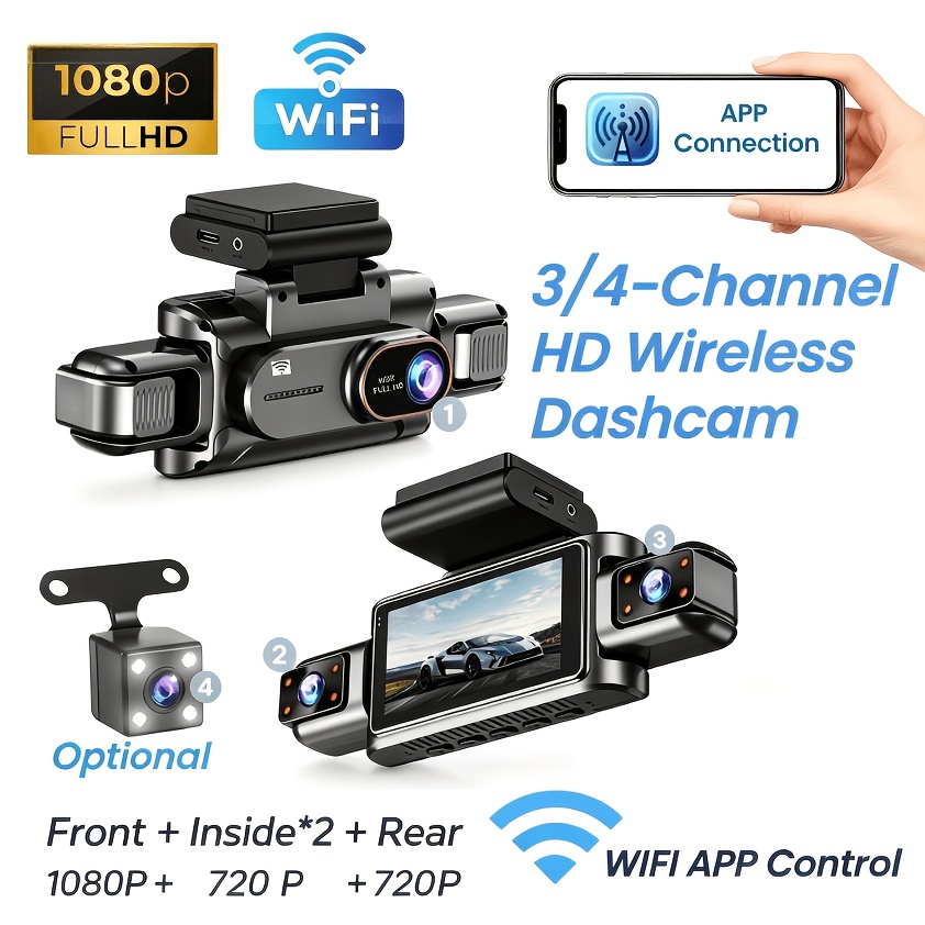 3-4-канальный Wi-Fi видеорегис – обзор и цена Dash Cam 3 Channel 1080P