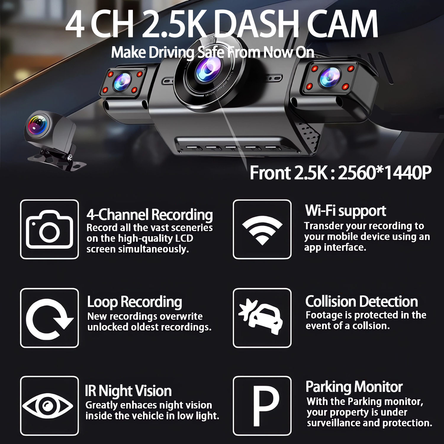 360-градусный 4-камерный видео – обзор и цена Dash Cam 360 Degree Panoramic