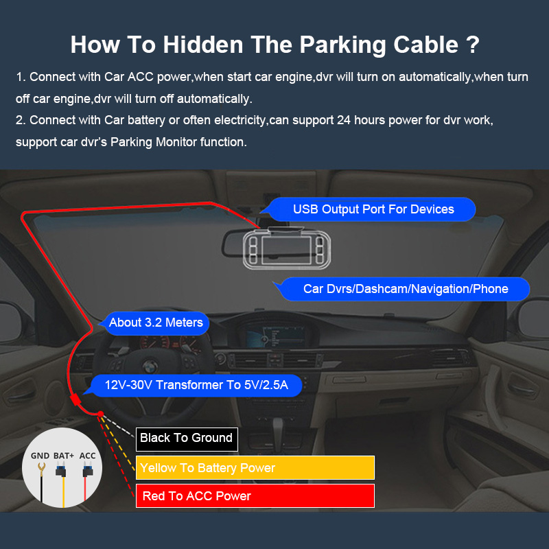 Yangood 3,5 метра Buck Line дл – обзор и цена Dash Cam Hardwire Kit