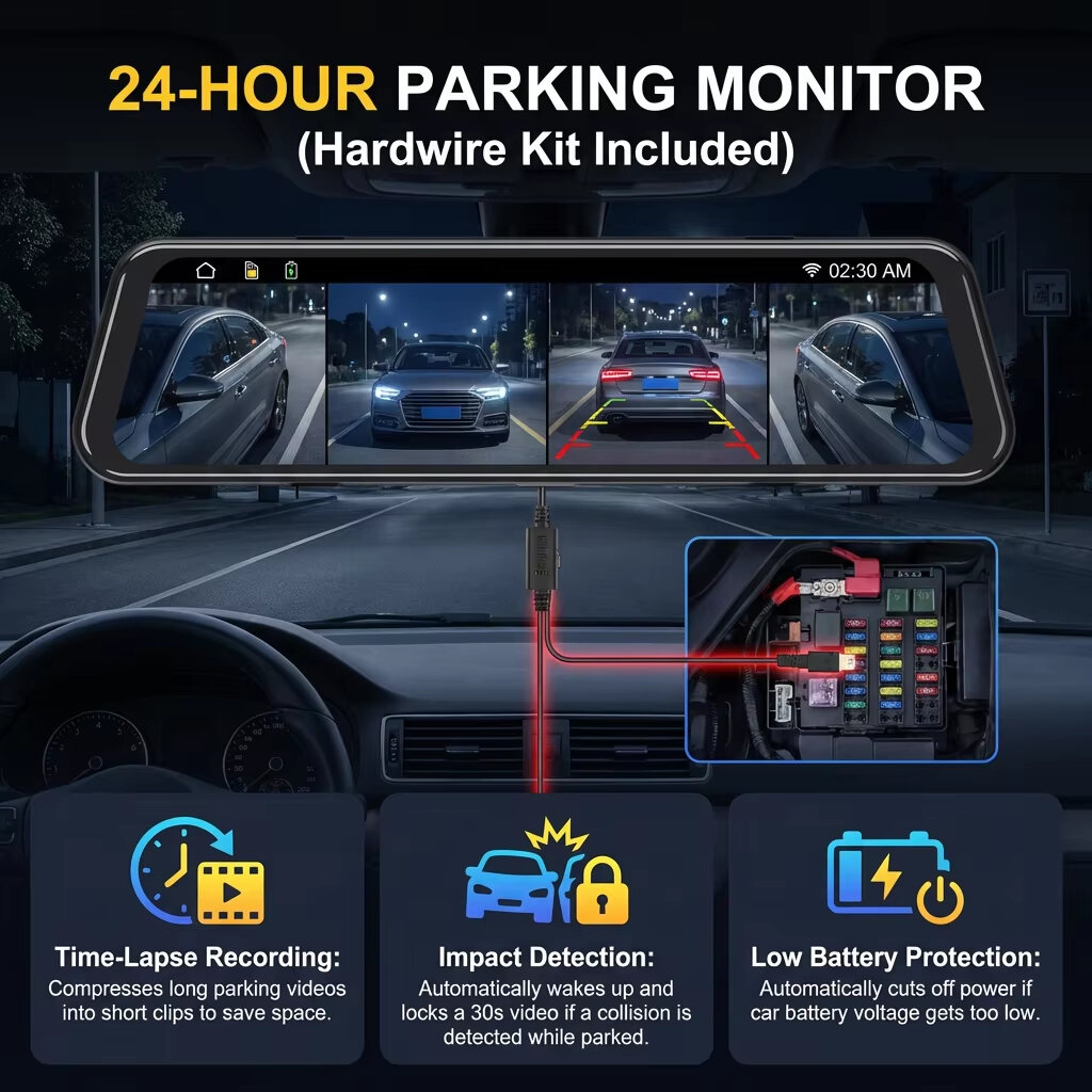 Видеорегистратор EKLEVA 12 дюй – обзор и цена Dash Cam Rear View Mirror 12 Inch
