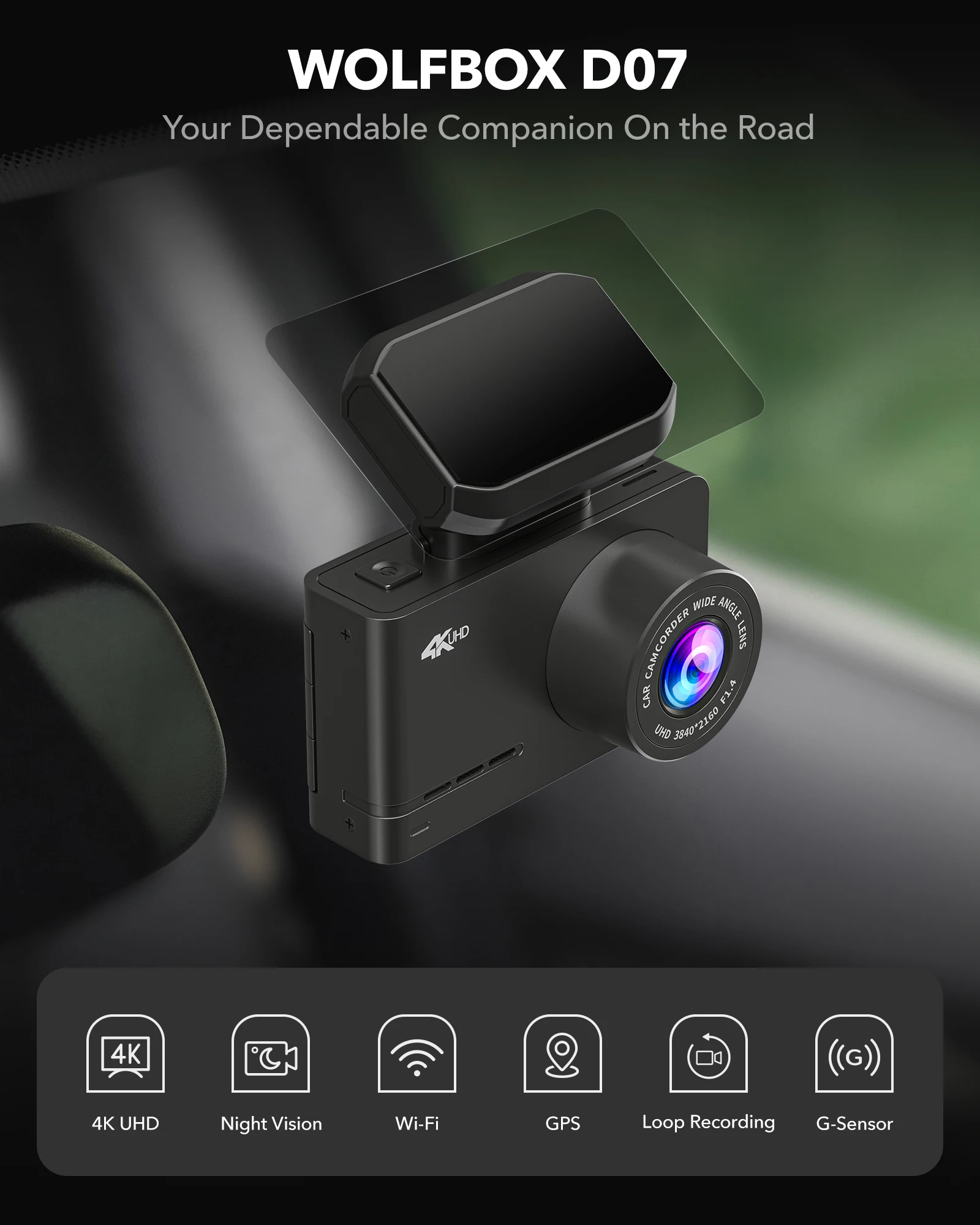 Видеорегистратор Wolfbox Deale – обзор и цена Dash Cam Front And Rear 4K
