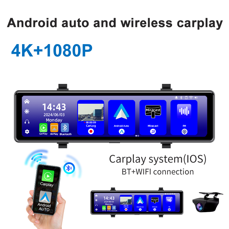 Видеорегистратор Acceo 4K с фу – обзор и цена Dash Cam Rear View Mirror 12 Inch
