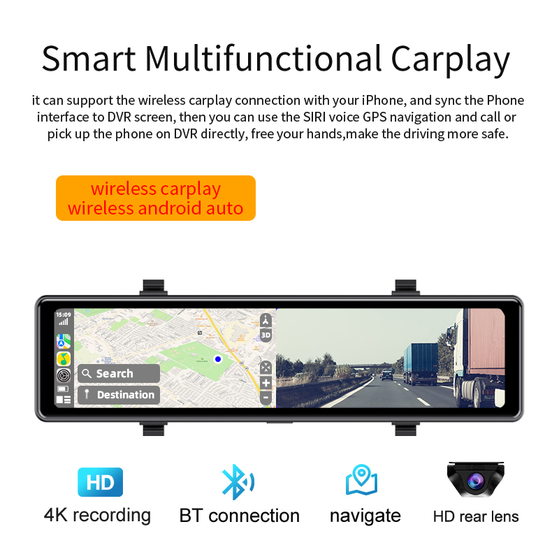 Видеорегистратор Acceo 4K с фу – обзор и цена Dash Cam Rear View Mirror 12 Inch
