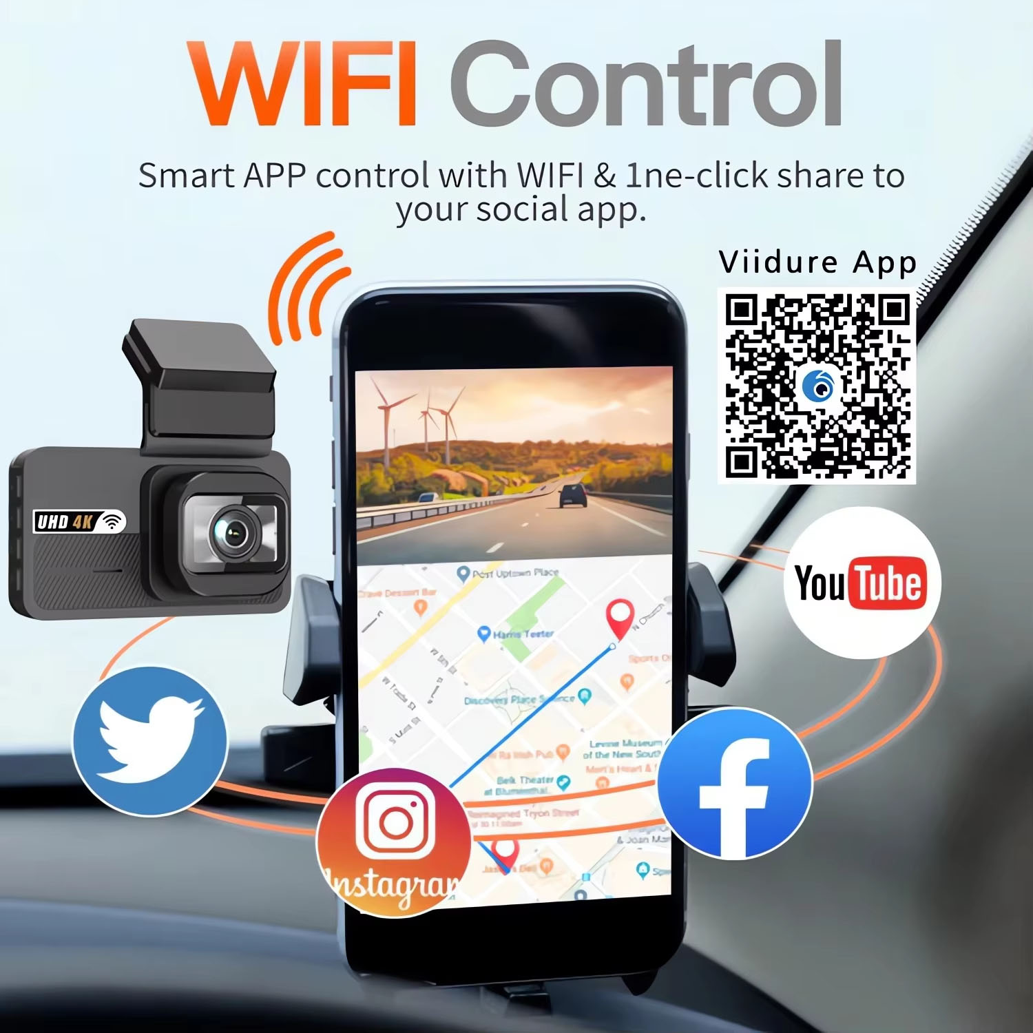 4K + 2,5K видеорегистратор WIF – обзор и цена Dual Dash Cam With Gps Wifi
