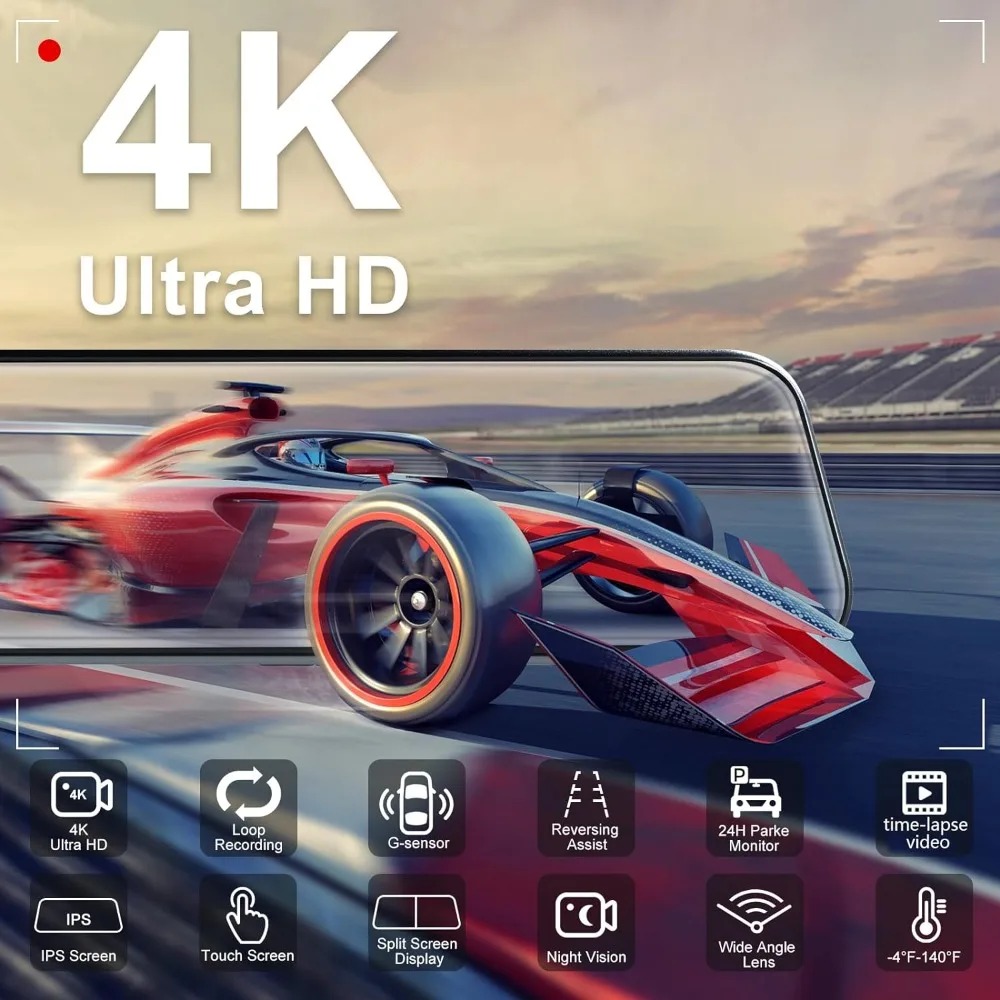 Видеорегистратор 4K 10 ''с сен – обзор и цена Dash Cam Front And Rear 4K