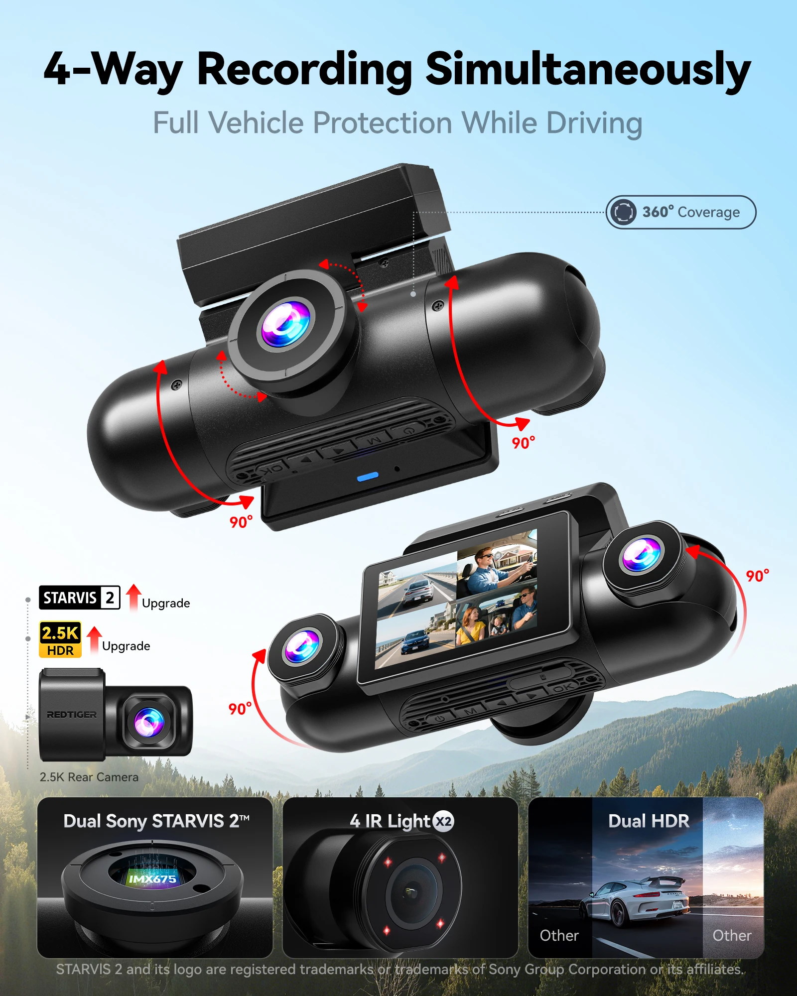 Видеорегистратор-диспенсер VP4 – обзор и цена Dual Dash Cam With Gps Wifi