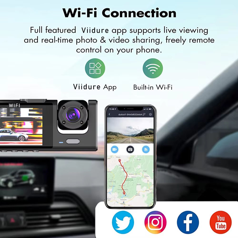 Видеорегистратор для автомобил – обзор и цена Dash Cam 3 Channel 1080P
