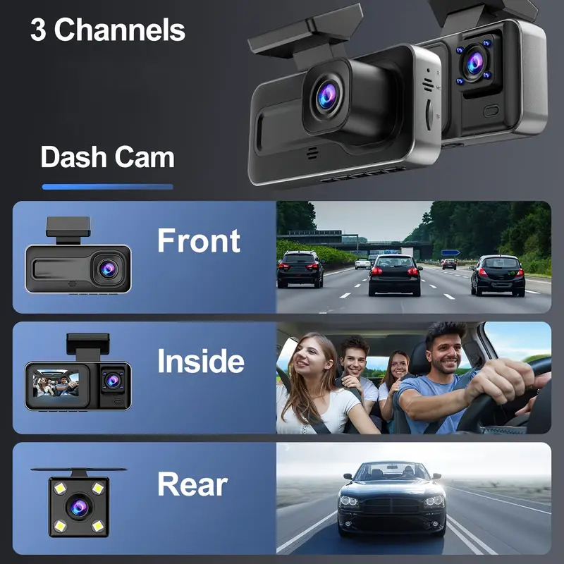 3-канальная видеорегистратор д – обзор и цена Dash Cam 3 Channel 1080P