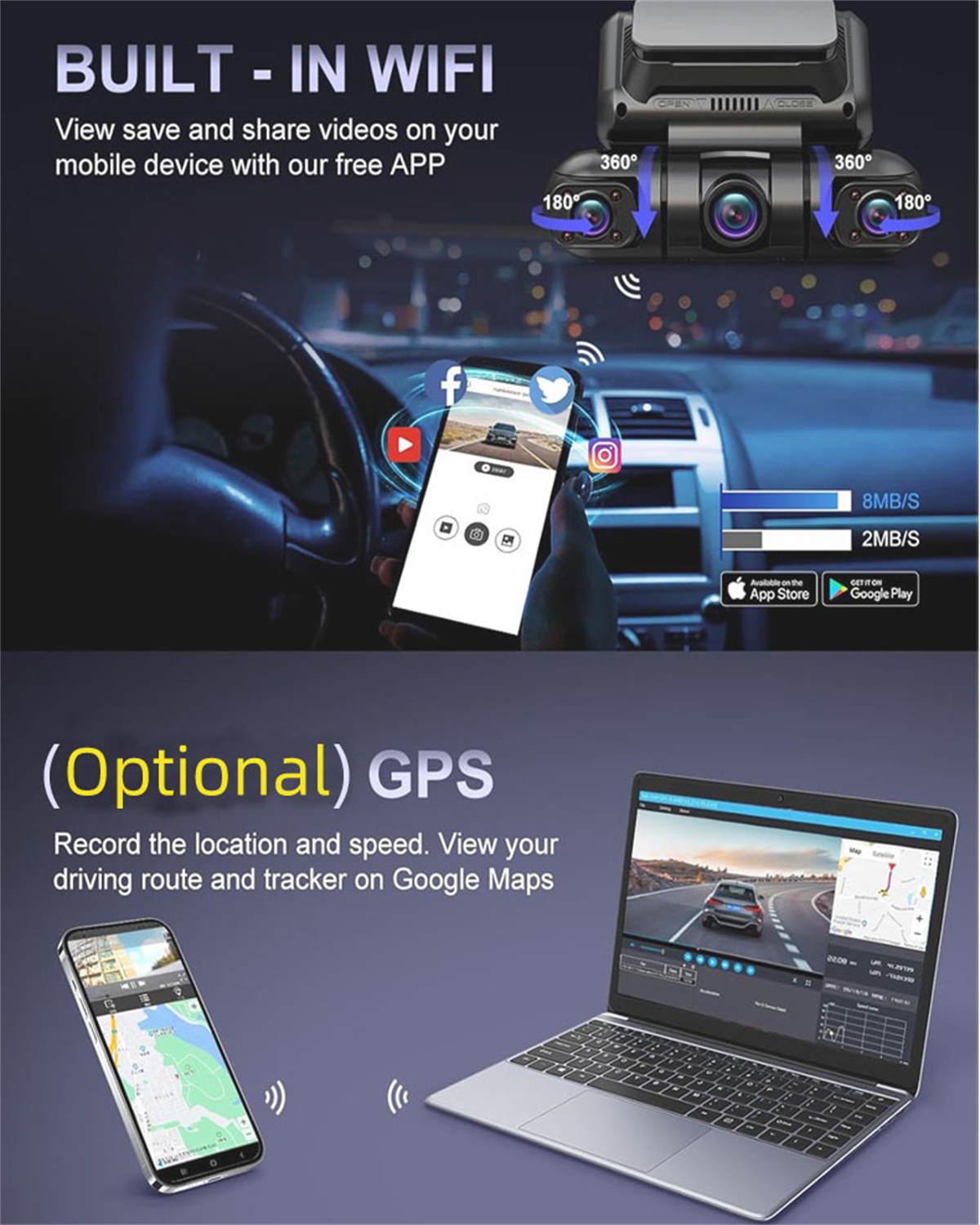 360 ° Панорамная видеорегистра – обзор и цена Dash Cam Night Vision Infrared